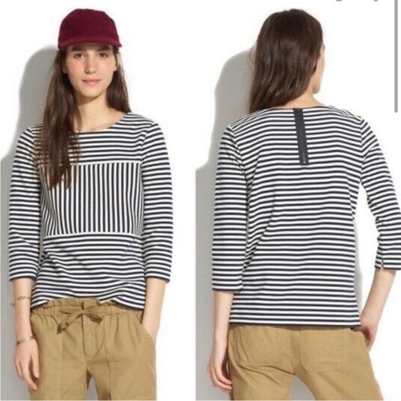 Madewell Gallerist Ponte Top navy and white size small - Picture 1 of 10